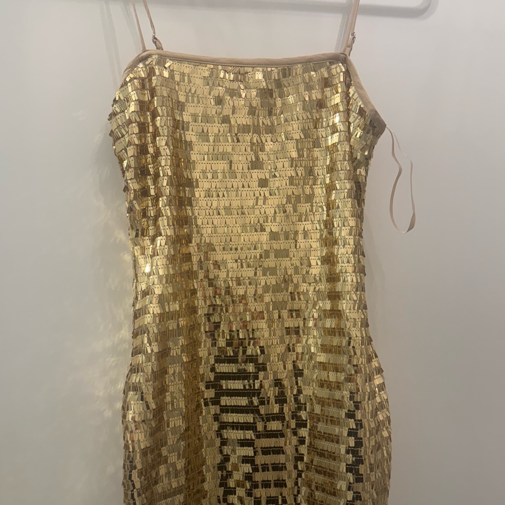 BRAND NEW WITH TAGS- Runway The Label dress. Size Small. Gold Sequin - Picture 2 of 4